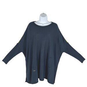 MERSEA Catalina Sweater‎ Top One Size Navy Blue Yellow Striped Oversized FS-1457